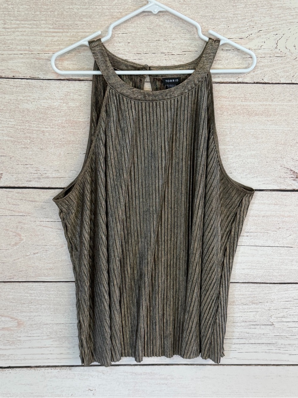 Torrid Metallic Pleated High-Neck Tank